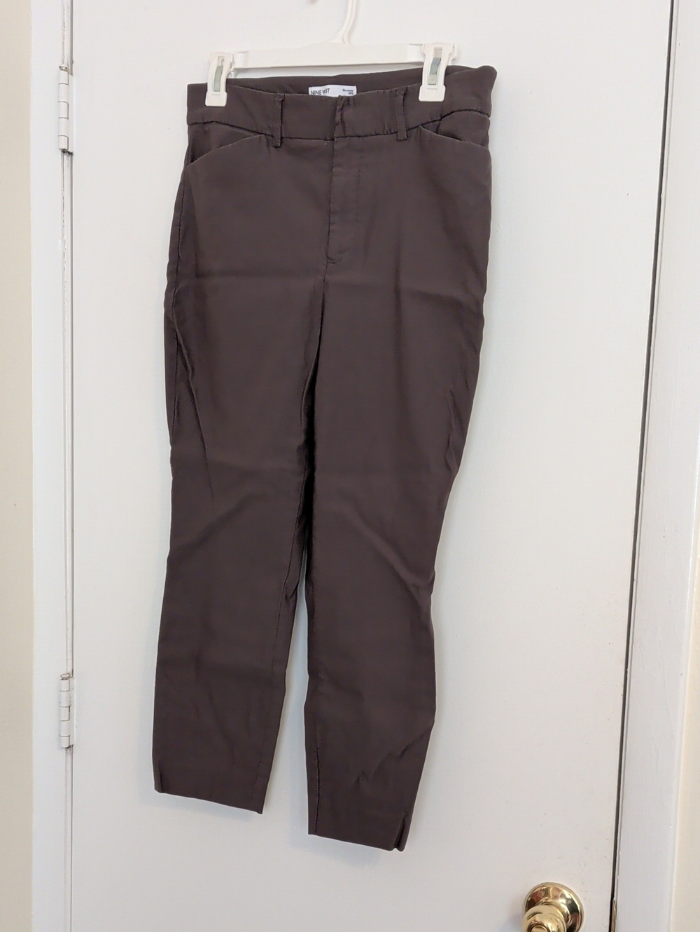 Nine West Men's Dark Brown Slim Straight Chinos